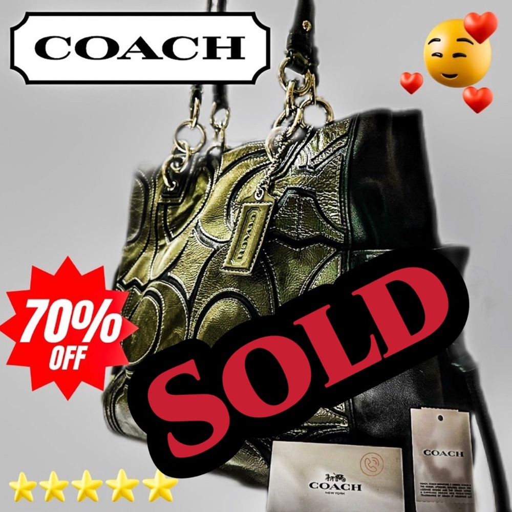 Vintage Coach Y2K style Black and Olive Shoulder Bag - Picture 1 of 15
